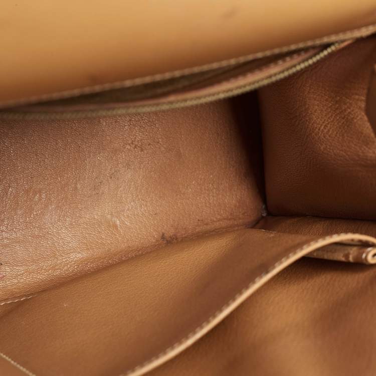 Pre Owned Hermes Natural Vache Leather Gold Finish Kelly Sellier 32 Bag