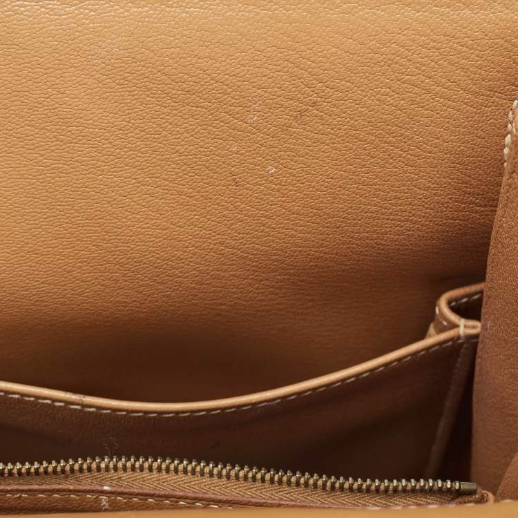 Pre Owned Hermes Natural Vache Leather Gold Finish Kelly Sellier 32 Bag