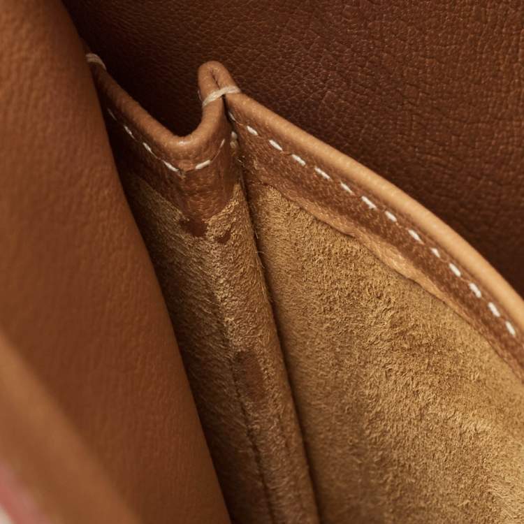 Pre Owned Hermes Natural Vache Leather Gold Finish Kelly Sellier 32 Bag