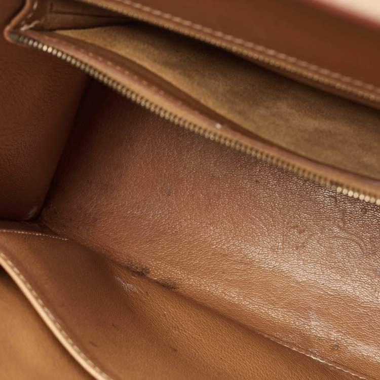 Pre Owned Hermes Natural Vache Leather Gold Finish Kelly Sellier 32 Bag