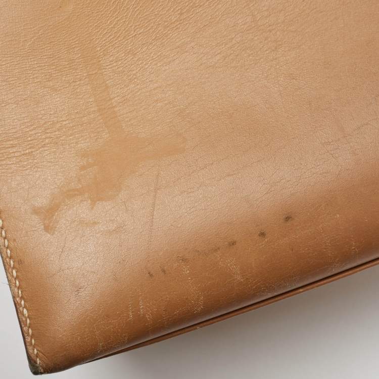 Pre Owned Hermes Natural Vache Leather Gold Finish Kelly Sellier 32 Bag