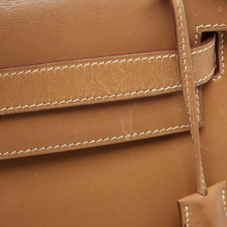 Pre Owned Hermes Natural Vache Leather Gold Finish Kelly Sellier 32 Bag