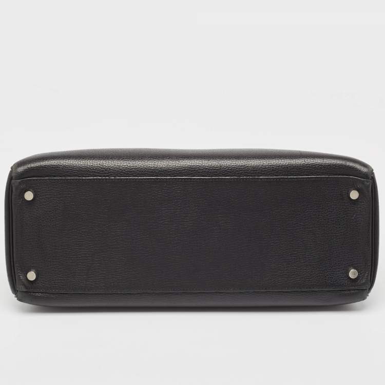 Pre Owned Hermes Noir Togo Leather Palladium Finish Kelly Retourne 35 Bag