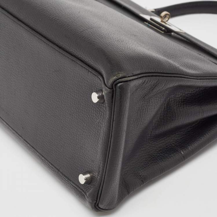 Pre Owned Hermes Noir Togo Leather Palladium Finish Kelly Retourne 35 Bag