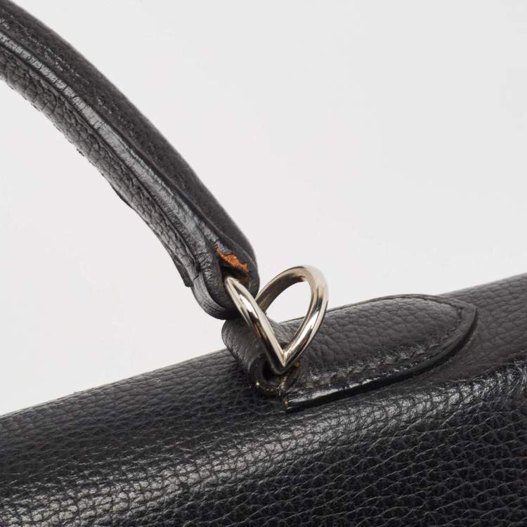 Pre Owned Hermes Noir Togo Leather Palladium Finish Kelly Retourne 35 Bag