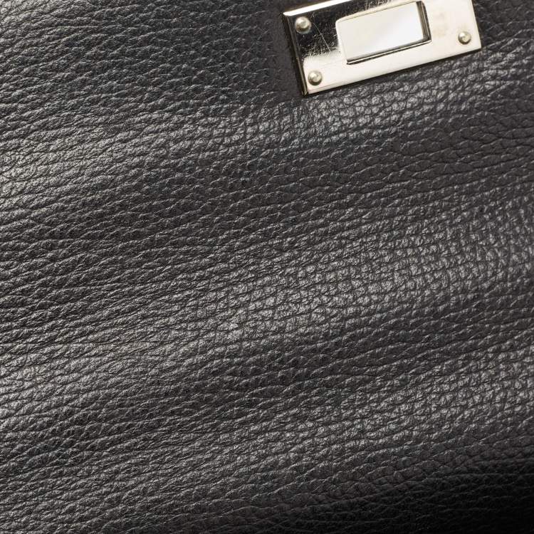 Pre Owned Hermes Noir Togo Leather Palladium Finish Kelly Retourne 35 Bag
