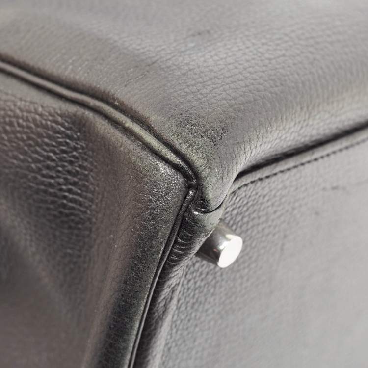 Pre Owned Hermes Noir Togo Leather Palladium Finish Kelly Retourne 35 Bag