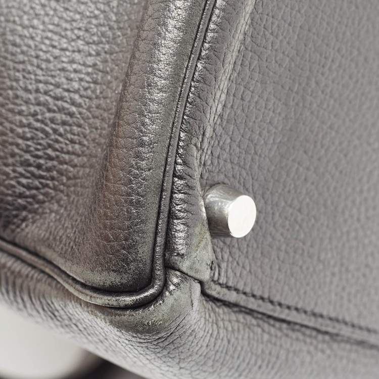 Pre Owned Hermes Noir Togo Leather Palladium Finish Kelly Retourne 35 Bag