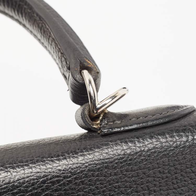 Pre Owned Hermes Noir Togo Leather Palladium Finish Kelly Retourne 35 Bag