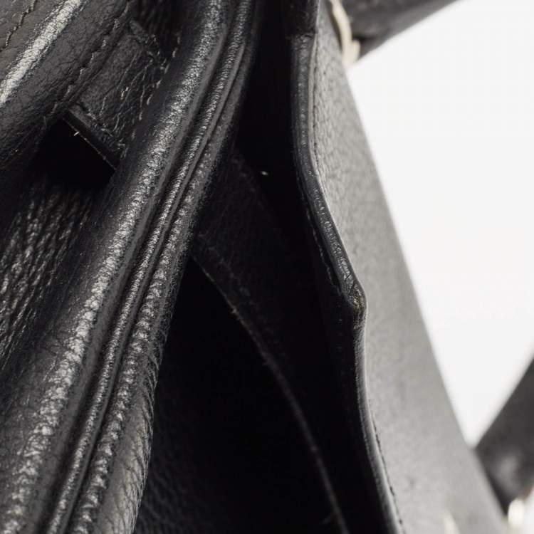 Pre Owned Hermes Noir Togo Leather Palladium Finish Kelly Retourne 35 Bag
