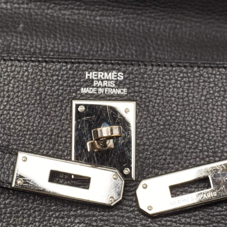 Pre Owned Hermes Noir Togo Leather Palladium Finish Kelly Retourne 35 Bag