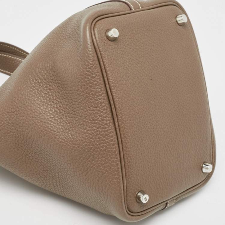 Pre Owned Hermes Etoupe Taurillon Clemence Leather Picotin Lock 18 Bag