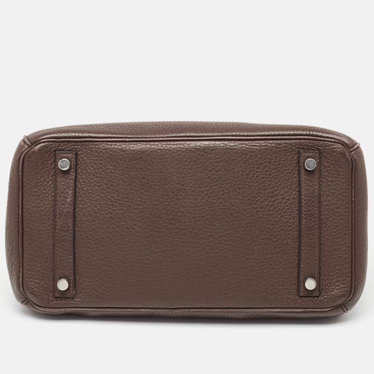 Pre Owned Hermes Chocolat Taurillon Clemence Leather Palladium Finish Birkin 30 Bag