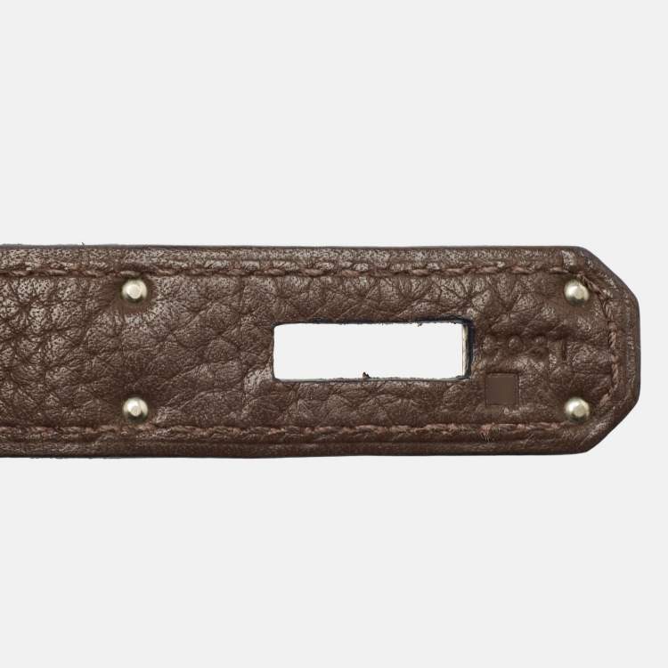 Pre Owned Hermes Chocolat Taurillon Clemence Leather Palladium Finish Birkin 30 Bag