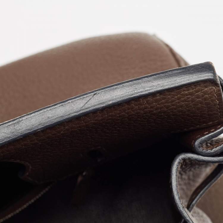 Pre Owned Hermes Chocolat Taurillon Clemence Leather Palladium Finish Birkin 30 Bag