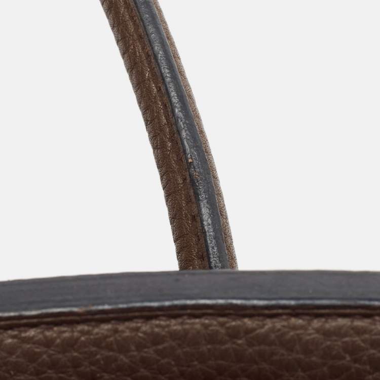 Pre Owned Hermes Chocolat Taurillon Clemence Leather Palladium Finish Birkin 30 Bag