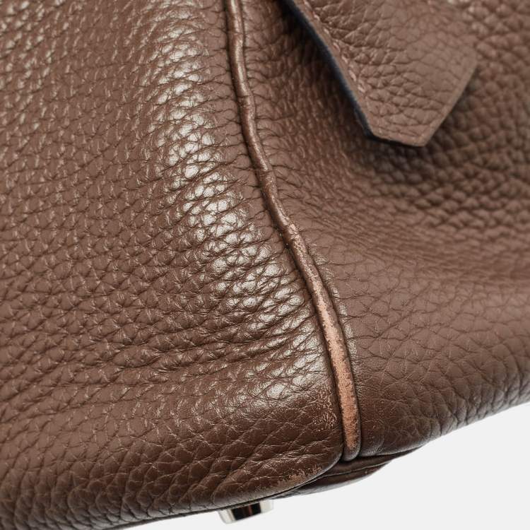 Pre Owned Hermes Chocolat Taurillon Clemence Leather Palladium Finish Birkin 30 Bag