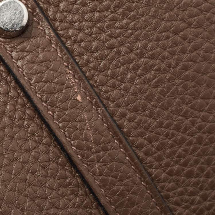 Pre Owned Hermes Chocolat Taurillon Clemence Leather Palladium Finish Birkin 30 Bag