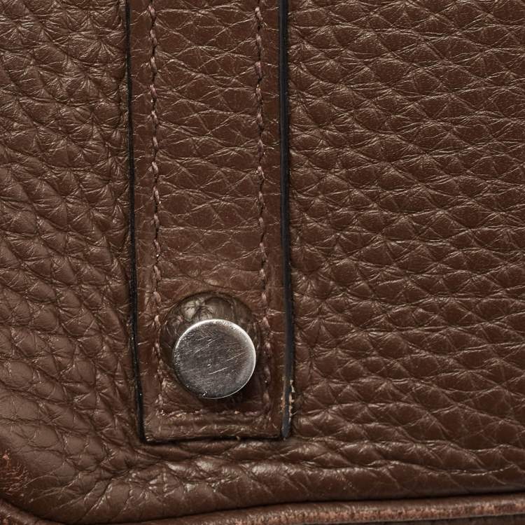 Pre Owned Hermes Chocolat Taurillon Clemence Leather Palladium Finish Birkin 30 Bag
