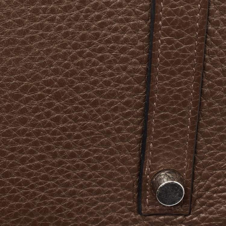 Pre Owned Hermes Chocolat Taurillon Clemence Leather Palladium Finish Birkin 30 Bag