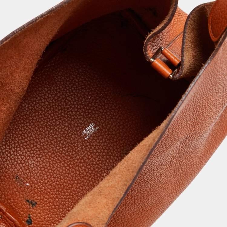 Pre Owned Hermès Orange Taurillon Clemence Leather Picotin Lock 22 Bag