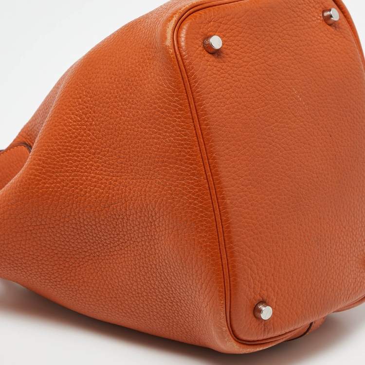 Pre Owned Hermès Orange Taurillon Clemence Leather Picotin Lock 22 Bag