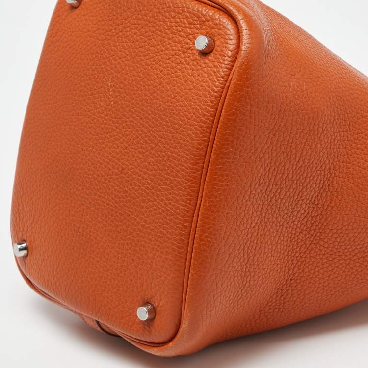 Pre Owned Hermès Orange Taurillon Clemence Leather Picotin Lock 22 Bag