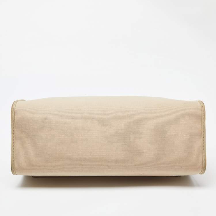 Pre Owned Hermès Beige/Fauve Toile Canvas and Vache Hunter Leather Herbag Zip 39 Bag