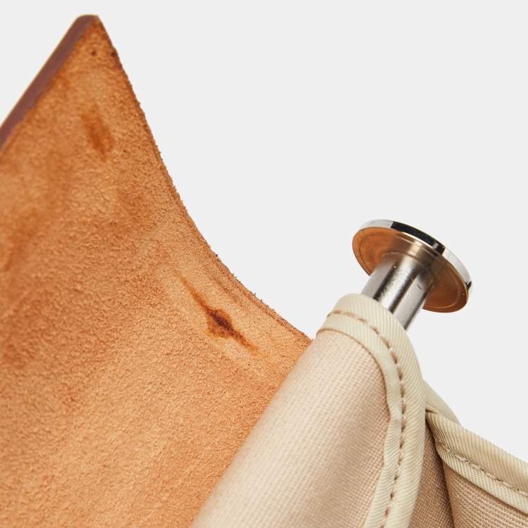 Pre Owned Hermès Beige/Fauve Toile Canvas and Vache Hunter Leather Herbag Zip 39 Bag