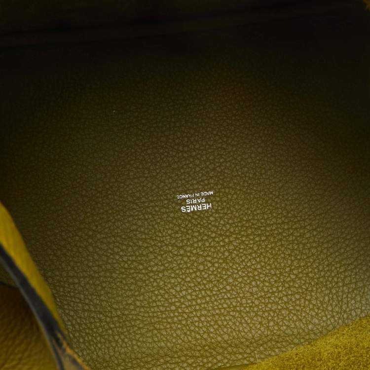 Pre Owned Hermes Vert Chartreuse Taurillon Clemence Leather Picotin 22 Bag