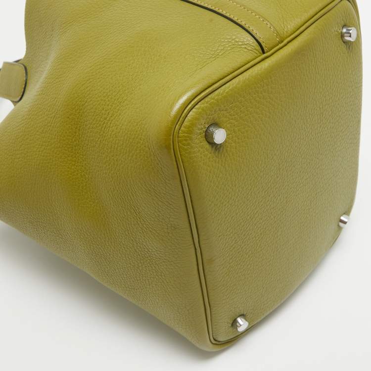 Pre Owned Hermes Vert Chartreuse Taurillon Clemence Leather Picotin 22 Bag