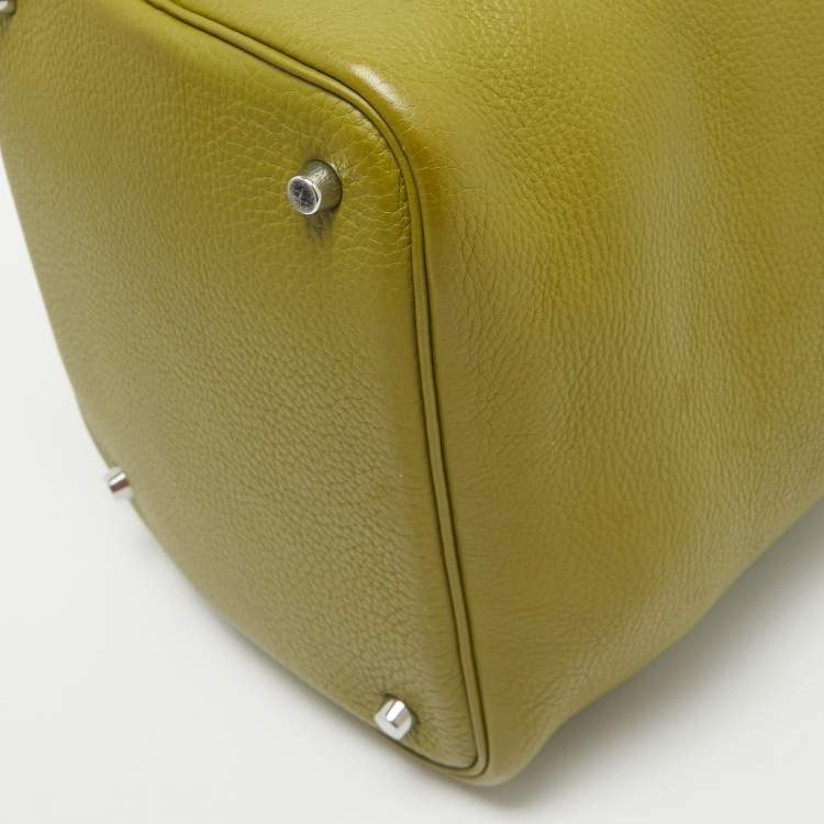 Pre Owned Hermes Vert Chartreuse Taurillon Clemence Leather Picotin 22 Bag