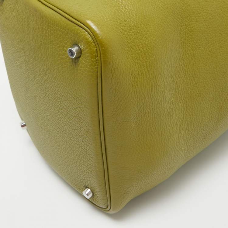 Pre Owned Hermes Vert Chartreuse Taurillon Clemence Leather Picotin 22 Bag