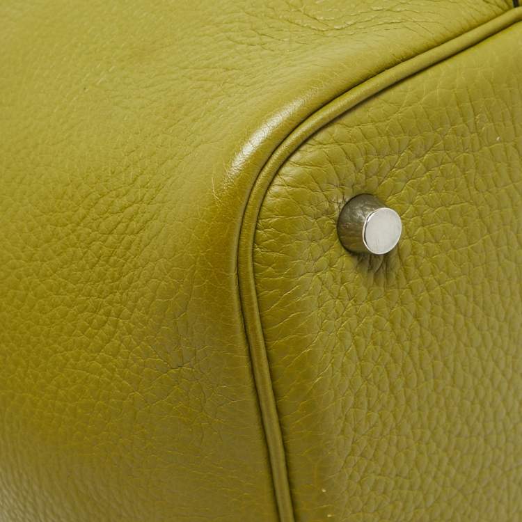 Pre Owned Hermes Vert Chartreuse Taurillon Clemence Leather Picotin 22 Bag