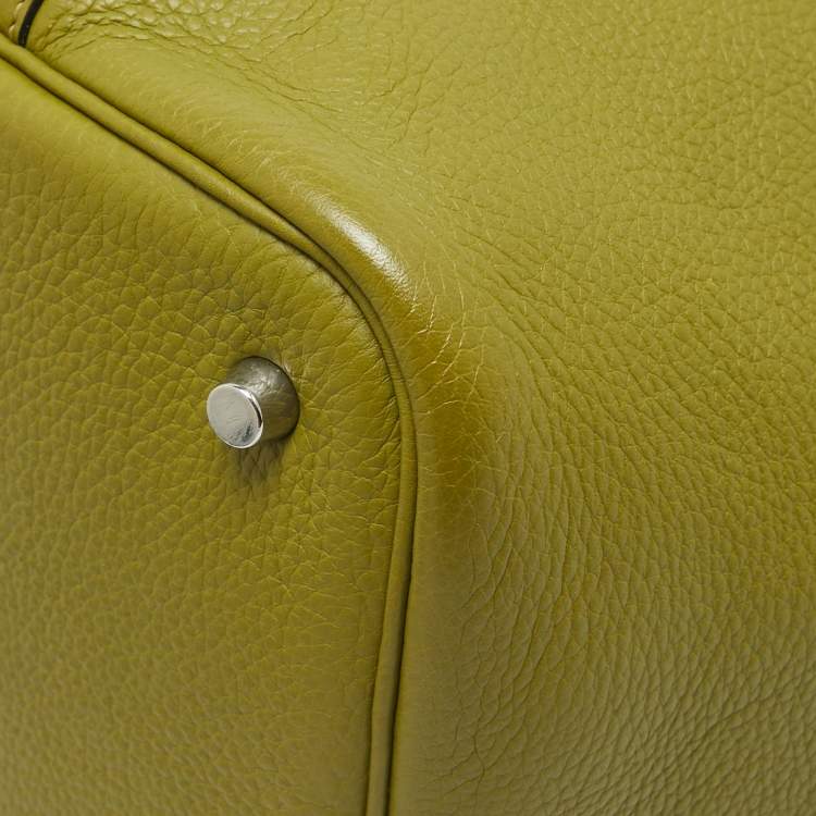 Pre Owned Hermes Vert Chartreuse Taurillon Clemence Leather Picotin 22 Bag