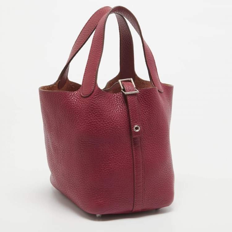 Pre Owned Hermes Tosca Taurillon Clemence Leather Picotin Lock 18 Bag