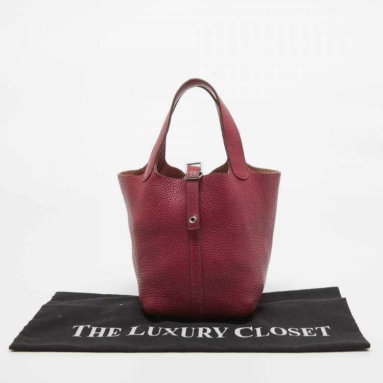 Pre Owned Hermes Tosca Taurillon Clemence Leather Picotin Lock 18 Bag