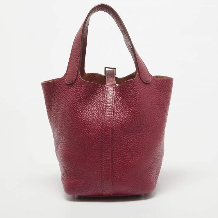 Pre Owned Hermes Tosca Taurillon Clemence Leather Picotin Lock 18 Bag