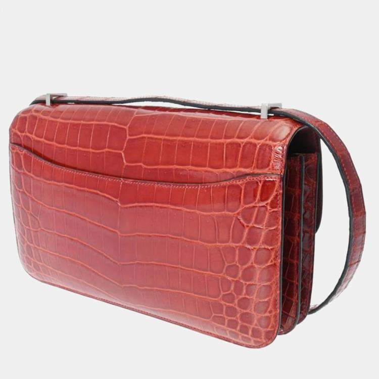 Pre Owned Hermes Brown Matte Niloticus Crocodile Constance Elan Bag
