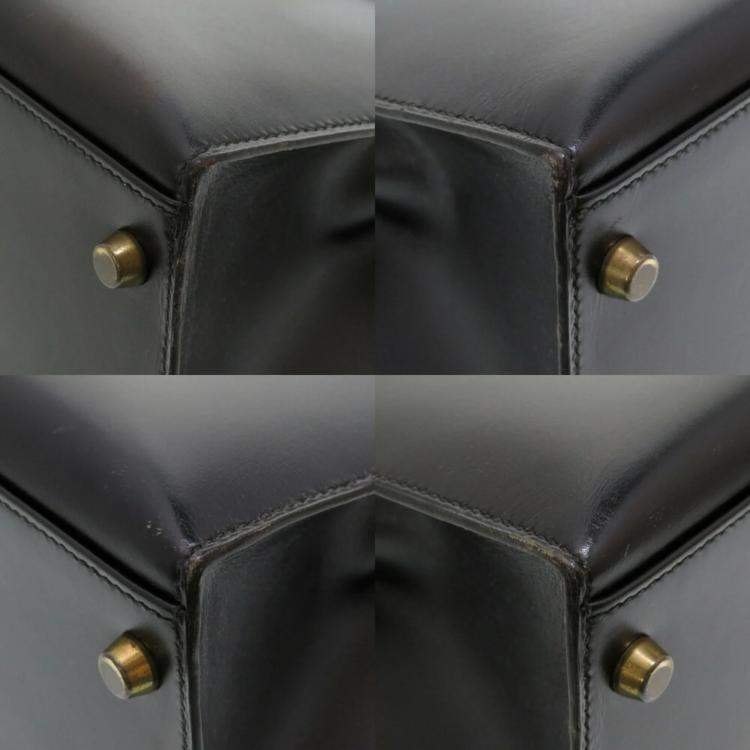 Pre Owned Hermes Black Box calf Kelly 32 Handbag
