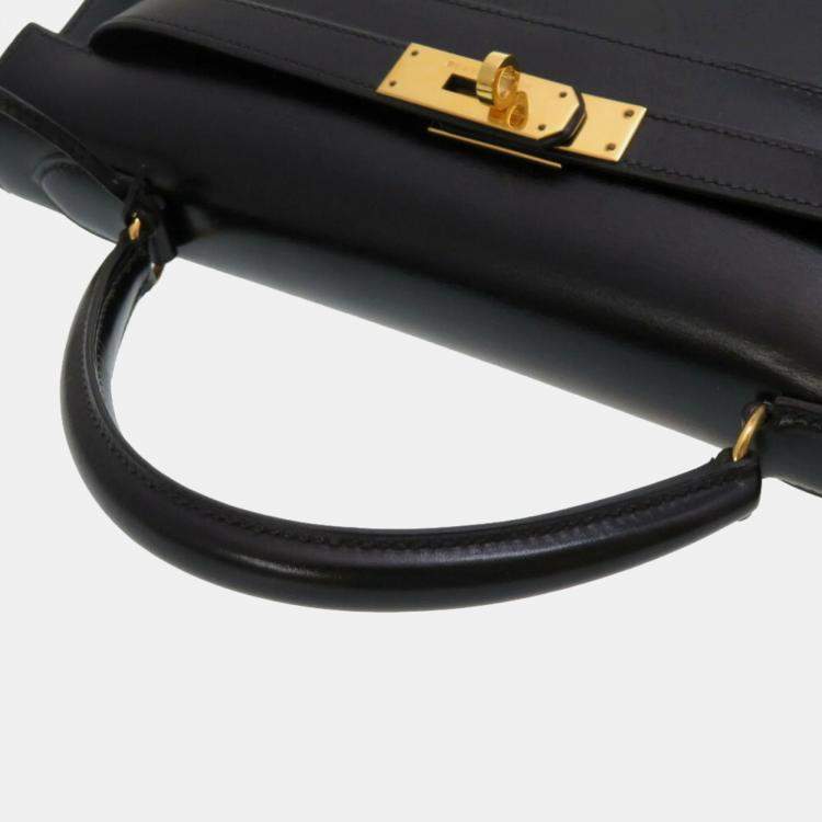 Pre Owned Hermes Black Box calf Kelly 32 Handbag