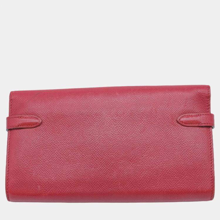 Pre Owned Hermes Bordeaux Epsom Leather Long Kelly Wallet