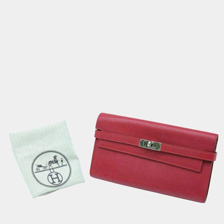 Pre Owned Hermes Bordeaux Epsom Leather Long Kelly Wallet