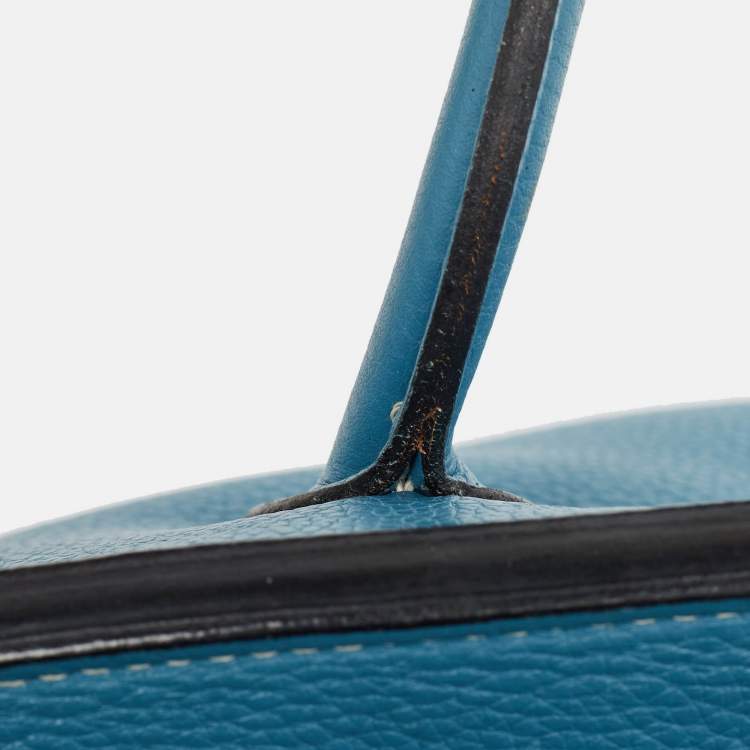 Pre Owned Hermes Bleu Jean Taurillon Clemence Leather Palladium Finish Birkin 40 Bag