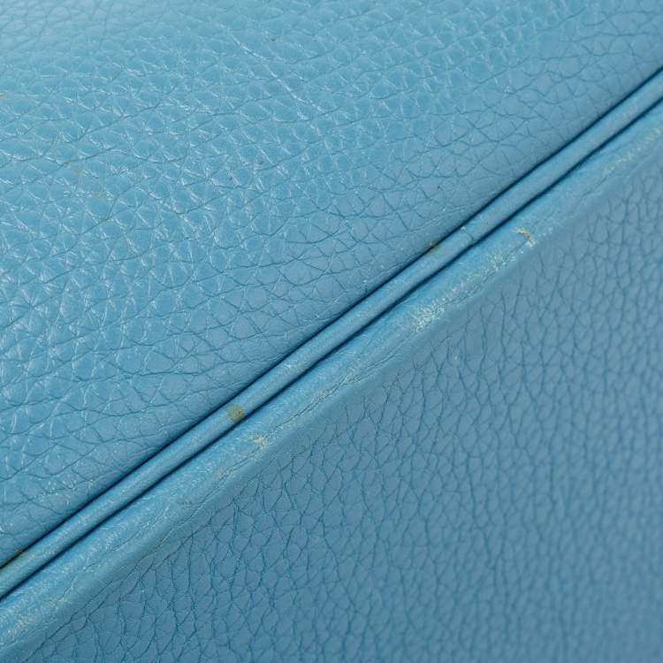 Pre Owned Hermes Bleu Jean Taurillon Clemence Leather Palladium Finish Birkin 40 Bag