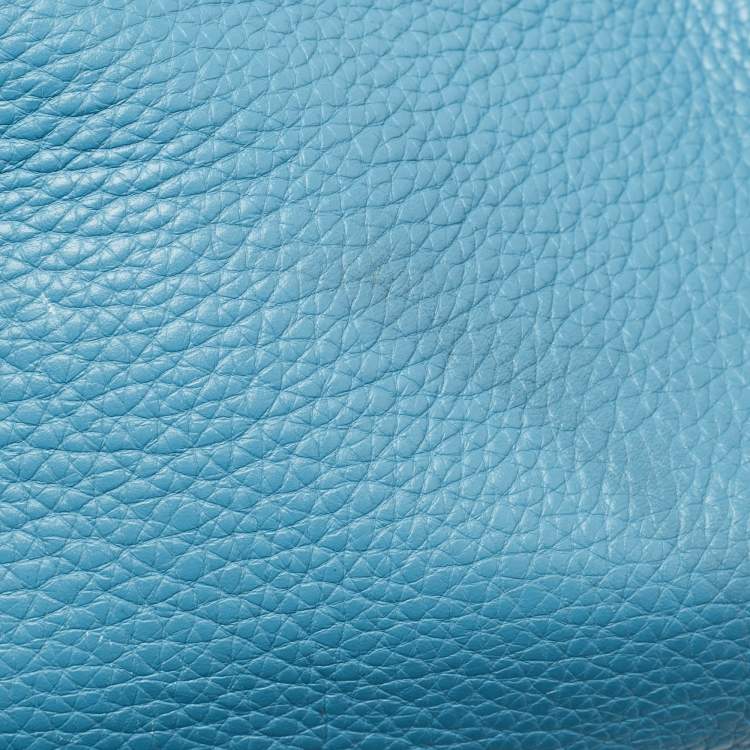 Pre Owned Hermes Bleu Jean Taurillon Clemence Leather Palladium Finish Birkin 40 Bag