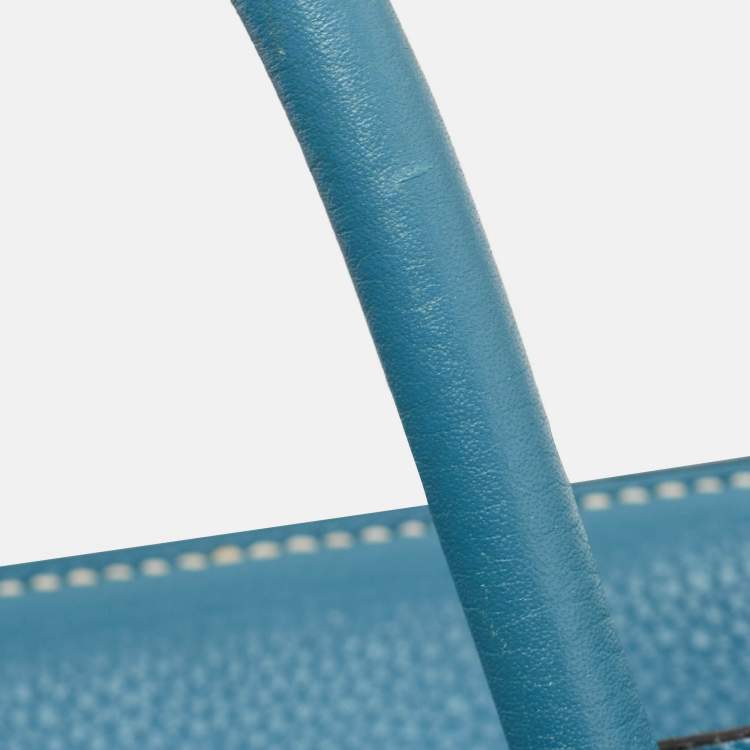 Pre Owned Hermes Bleu Jean Taurillon Clemence Leather Palladium Finish Birkin 40 Bag