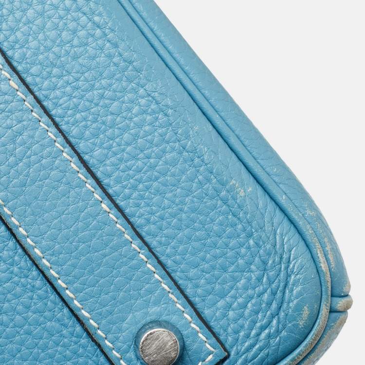 Pre Owned Hermes Bleu Jean Taurillon Clemence Leather Palladium Finish Birkin 40 Bag