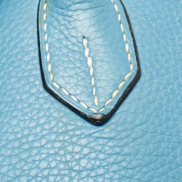Pre Owned Hermes Bleu Jean Taurillon Clemence Leather Palladium Finish Birkin 40 Bag