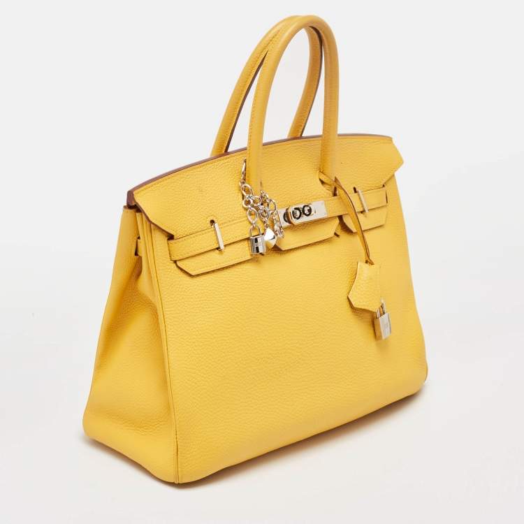 Pre Owned Hermes Soleil Togo Leather Palladium Finish Birkin 35 Bag